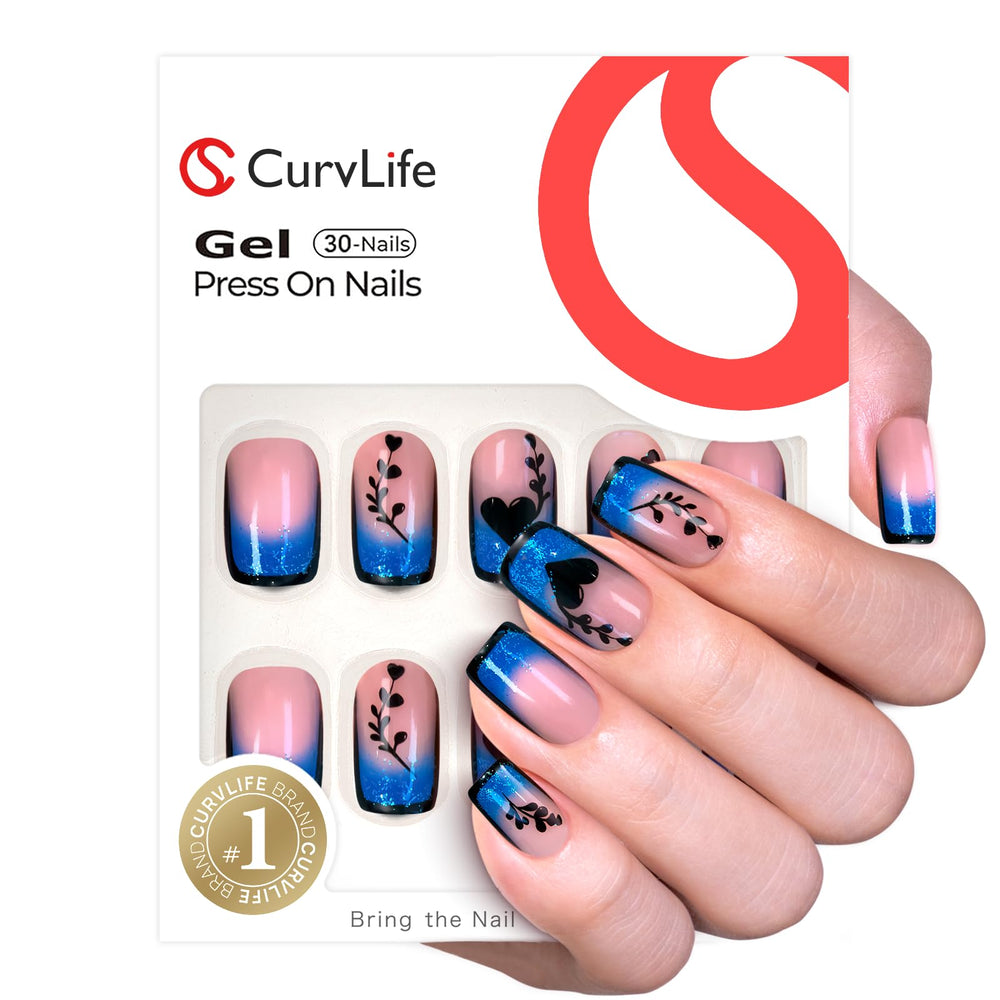 Curvlife sparkle ombre close-up showing glossy gel finish and shine
