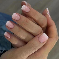 CurvLife close-up of gel-polish texture and apricot design, durable glossy finish