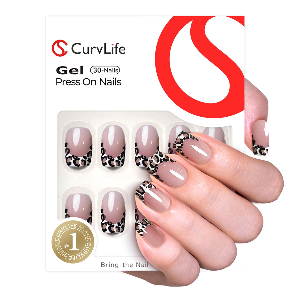 CurvLife close-up of glossy apricot French tip highlighting salon-like shine