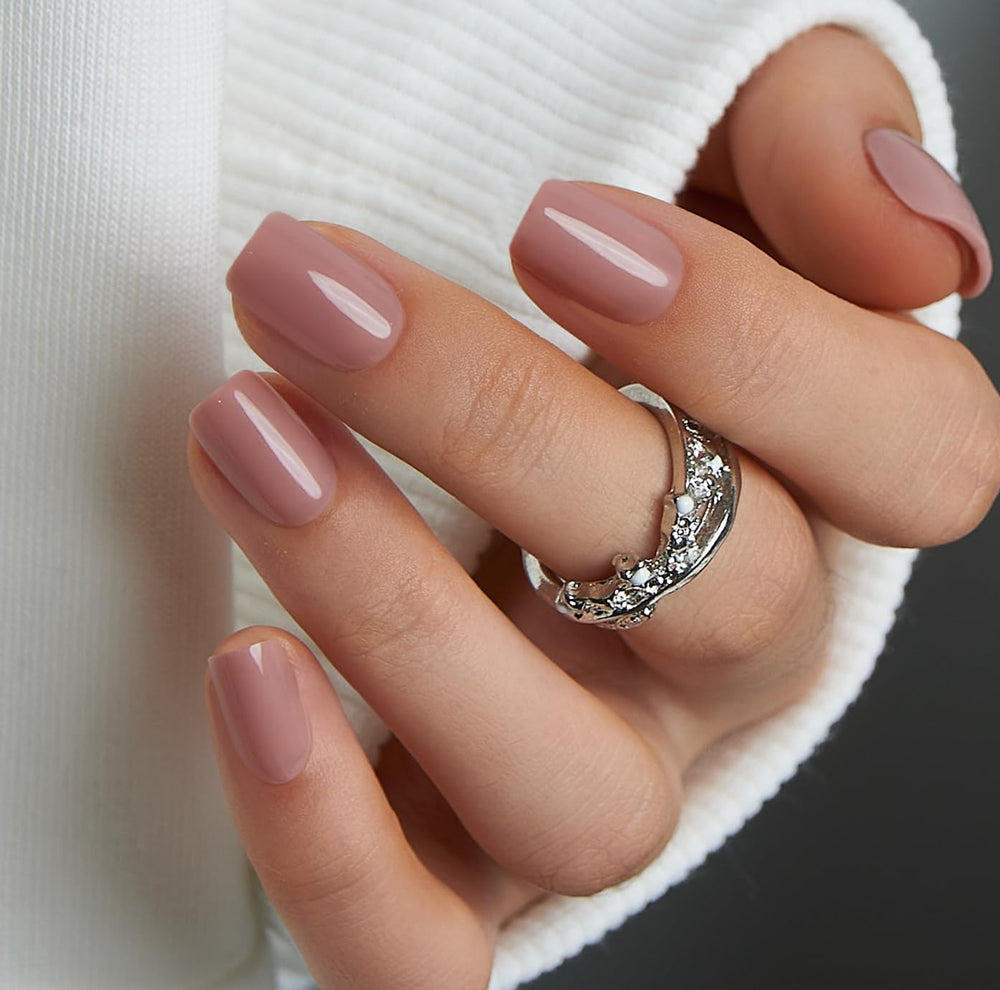 CurvLife front packaging showing apricot short square nails and included kit for convenience