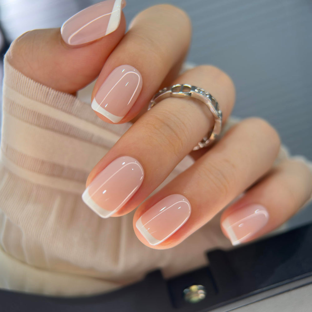CurvLife front packaging showing square French tip set and included tools for quick application