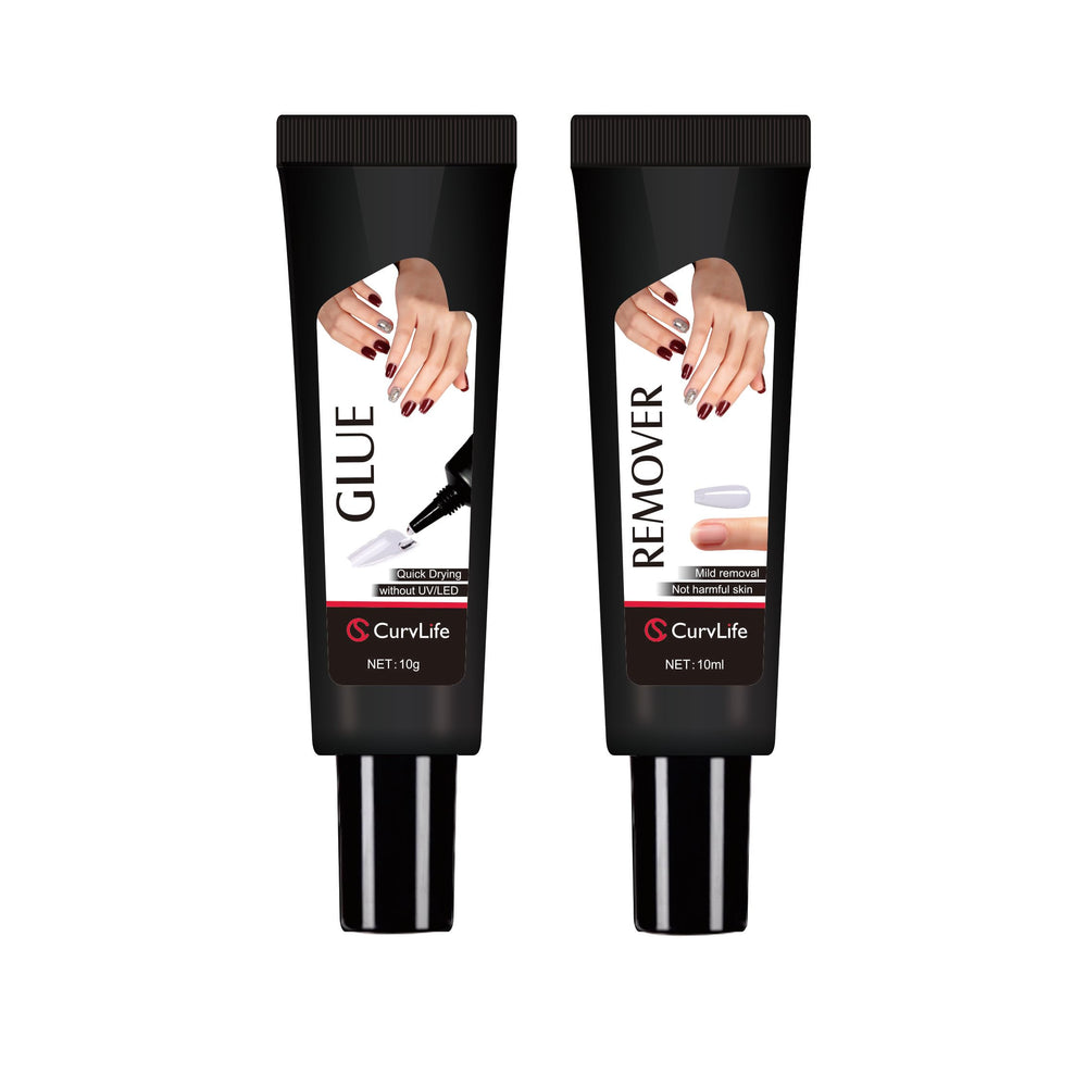 CurvLife front packaging showing glue and remover for fast application