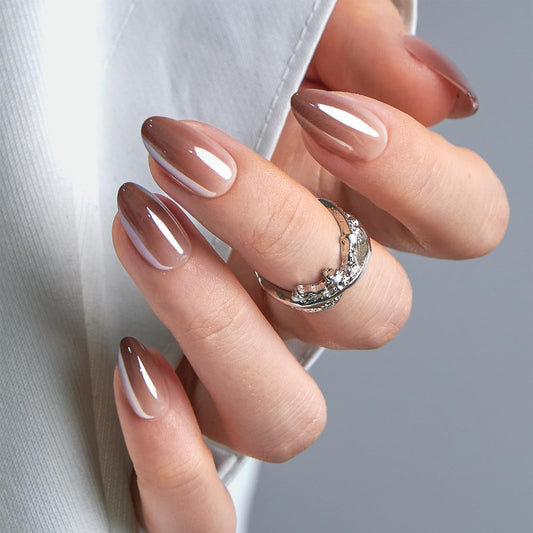 CurvLife mocha chrome front packaging showing 30-piece kit and tools for quick manicure