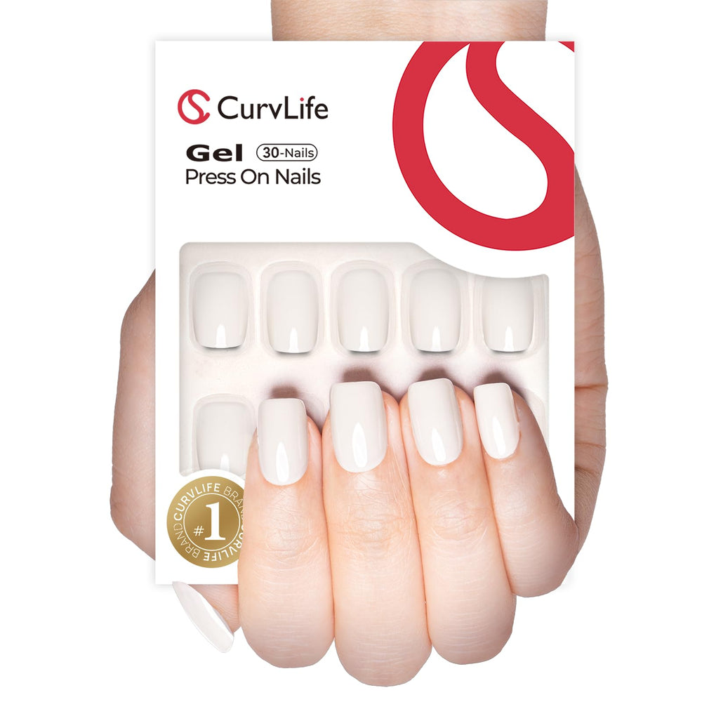 CurvLife close-up of short square nail surface highlighting smooth texture and comfort