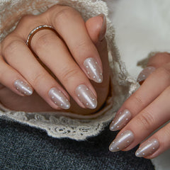 CurvLife close-up of one almond nail showing fit and smooth edges benefit
