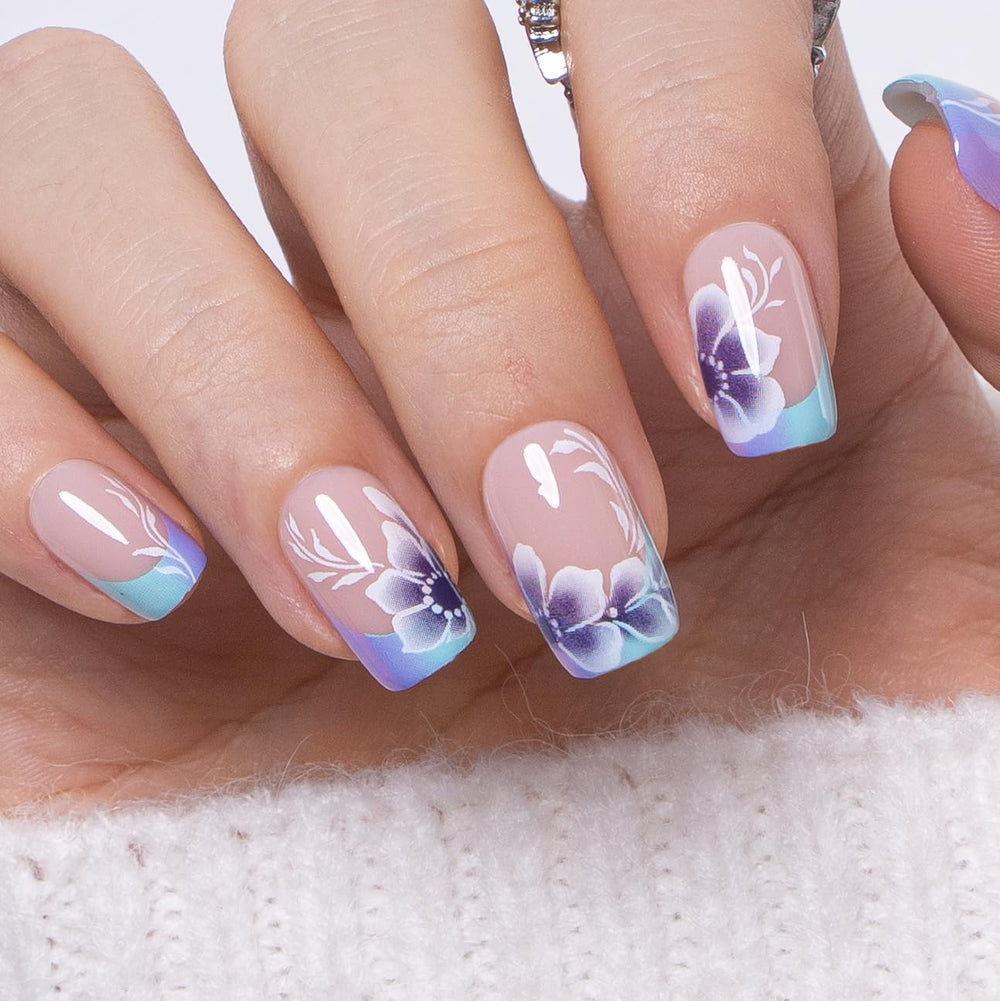 CurvLife front packaging showing floral full-cover nails and kit contents for convenience