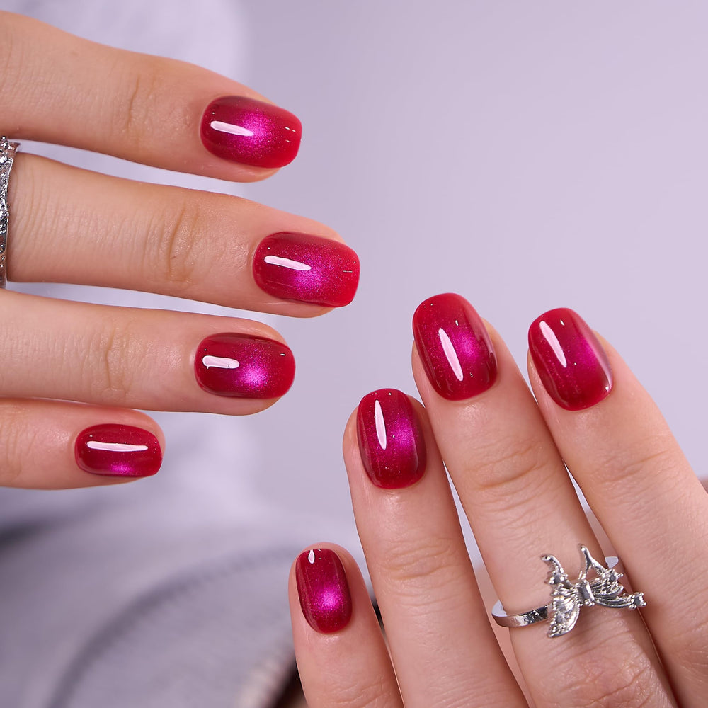 CurvLife Velvet Ruby close-up showing glossy soft gel finish and smooth edge