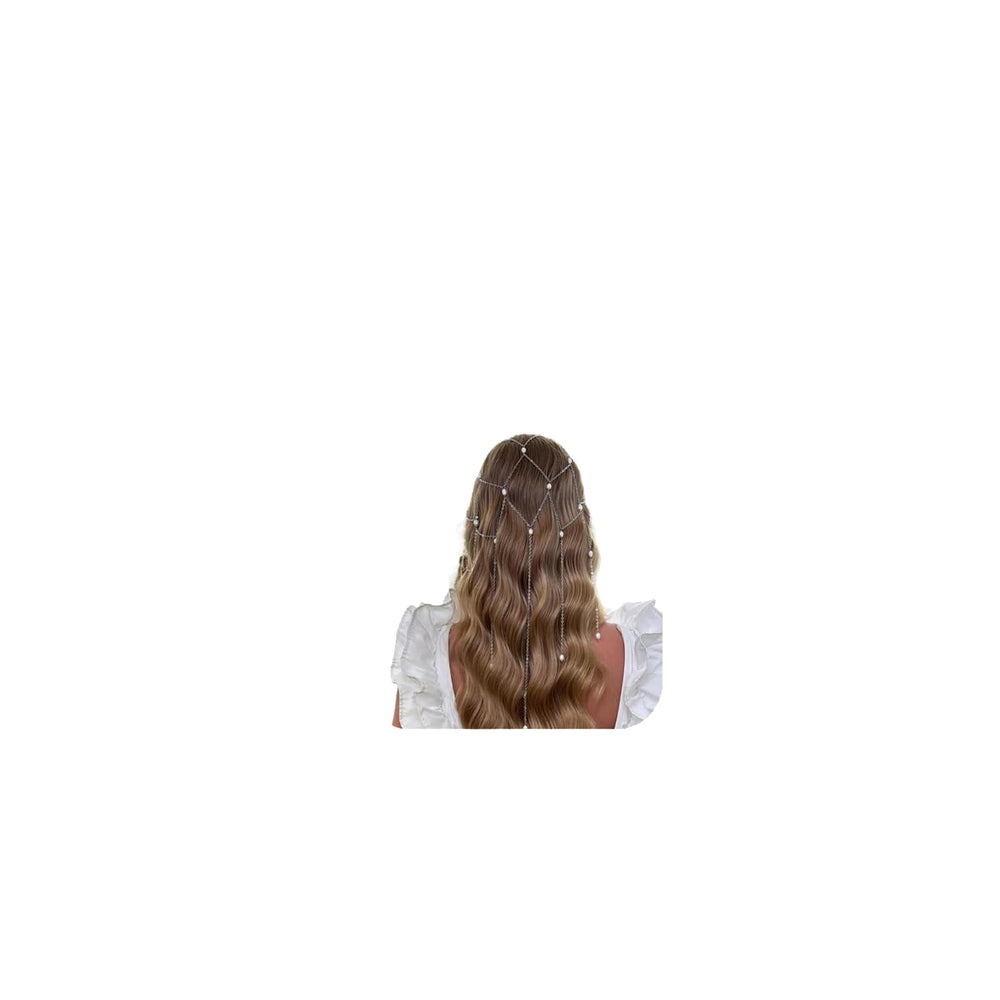 Cusmyre front view headband chain adds bridal sparkle