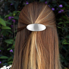 CustomyLife barrette beside ruler for scale showing compact 3-inch size and suitability for thick hair