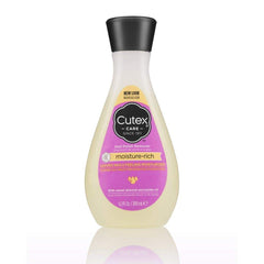 Cutex front label bottle showing moisture-rich formula and quick removal benefit