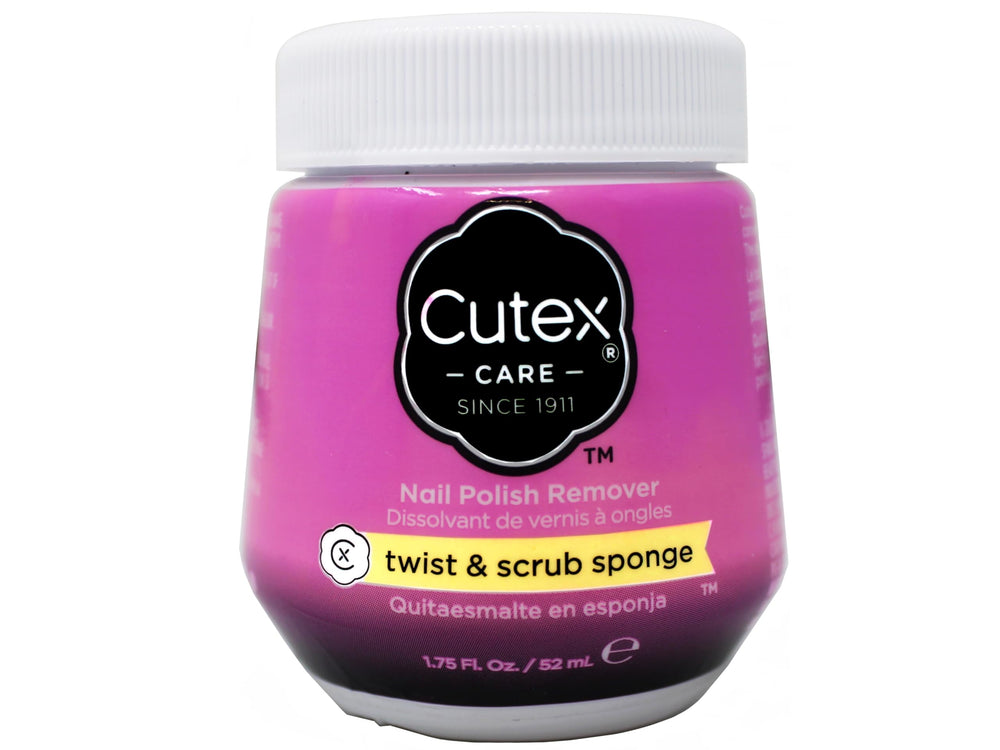 Cutex open pot displaying soaked inner sponge for no-mess nail removal