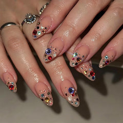 CUZIAM front packaging showing 24 glossy almond nails and tools for an at-home salon finish