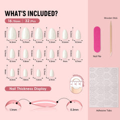 CUZIAM nails arranged by size showing 16 sizes for a precise fit and comfort