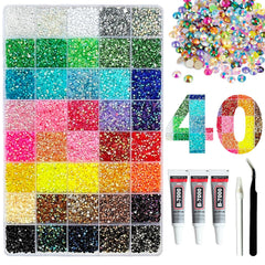 CXPHT 40-grid storage box of 3mm rhinestones, organized for efficient crafting