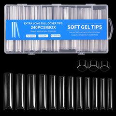 Cycullinyt front packaging showing 240-piece long square tips and benefit