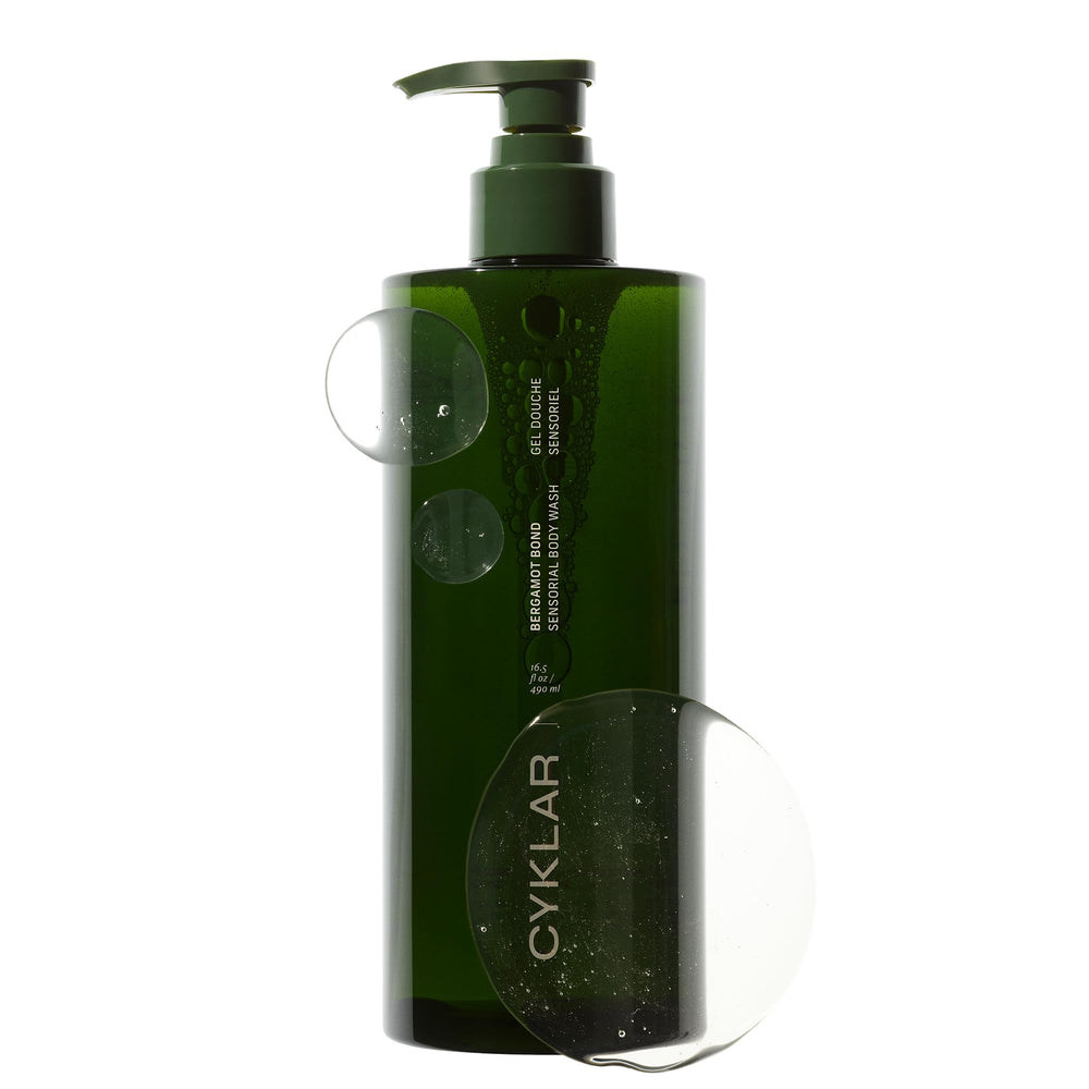 CYKLAR front bottle view showing bergamot bond scent and elegant packaging benefit: visual clarity