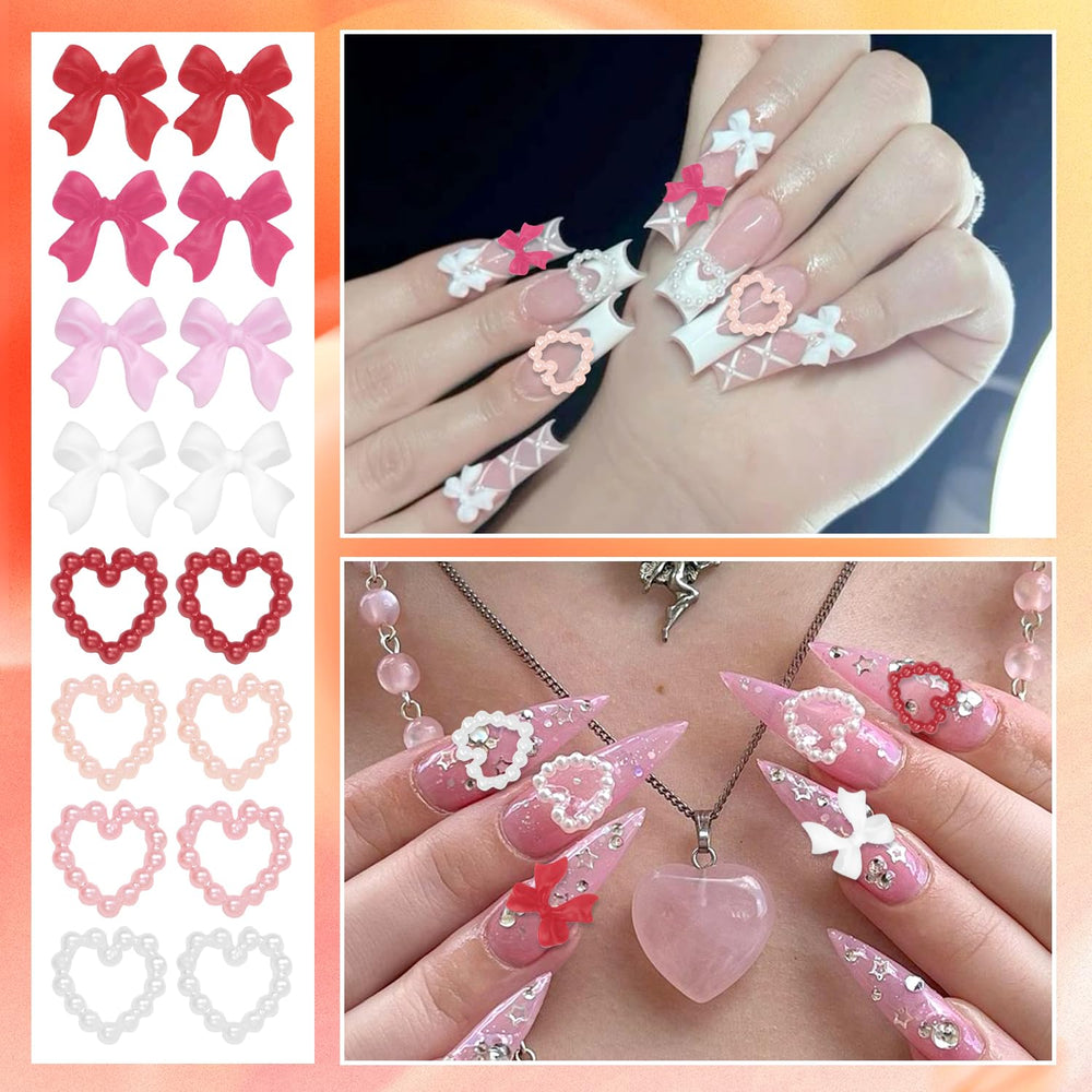 Cynailli charms placed on manicured nails displaying layered texture