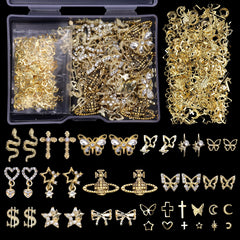 Cynailli front packaging showing full gold charm assortment and easy storage