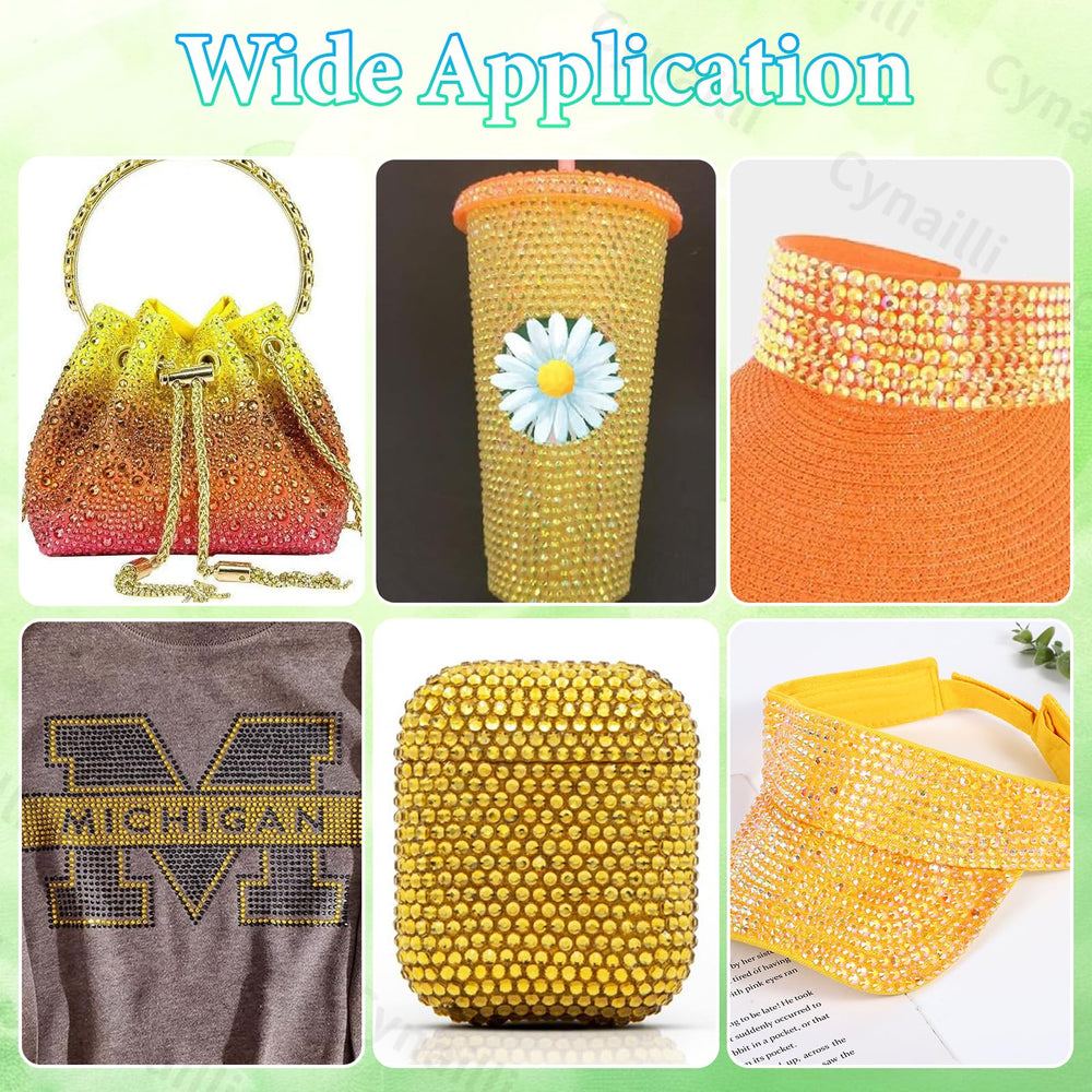 Cynailli decorated mug with yellow gems demonstrating craft application and sparkle