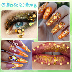 Cynailli yellow rhinestones applied to nails illustrating vibrant color and durability