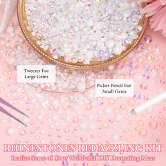 Cynailli tweezers and pickup pen displayed with gems for easier placement and speed benefit