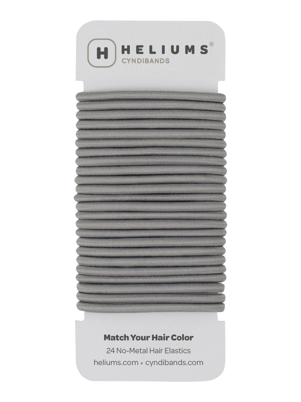 Cyndibands front pack showing 24 gray no-damage hair ties for easy replacement