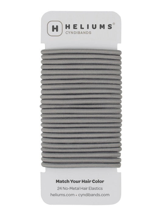 Cyndibands front pack showing 24 gray no-damage hair ties for easy replacement