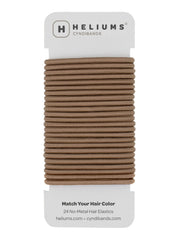 Cyndibands front pack showing 24 light brown elastics for everyday convenience