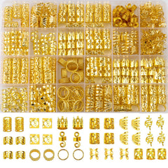 Cypsin front packaging showing the 300-piece gold hair jewelry kit and storage box for easy access