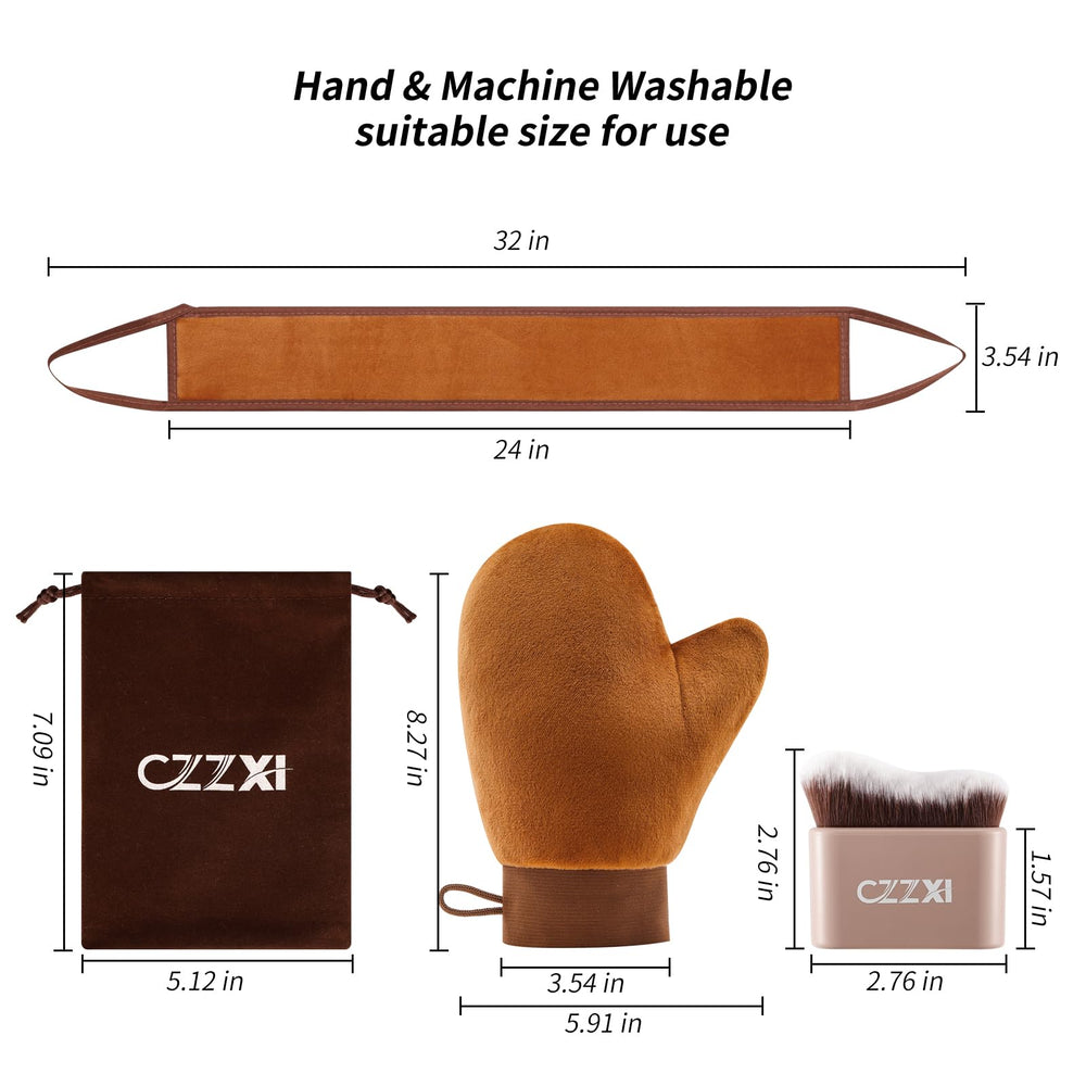 CZZXI mitt texture closeup highlighting velvet surface for smooth streak-free application