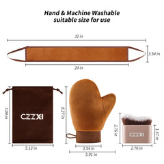 CZZXI mitt texture closeup highlighting velvet surface for smooth streak-free application