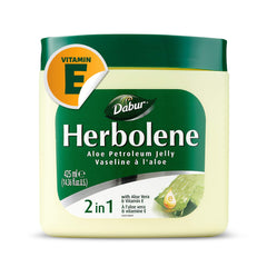 Dabur Herbolene jar front label showing product identity and size benefit