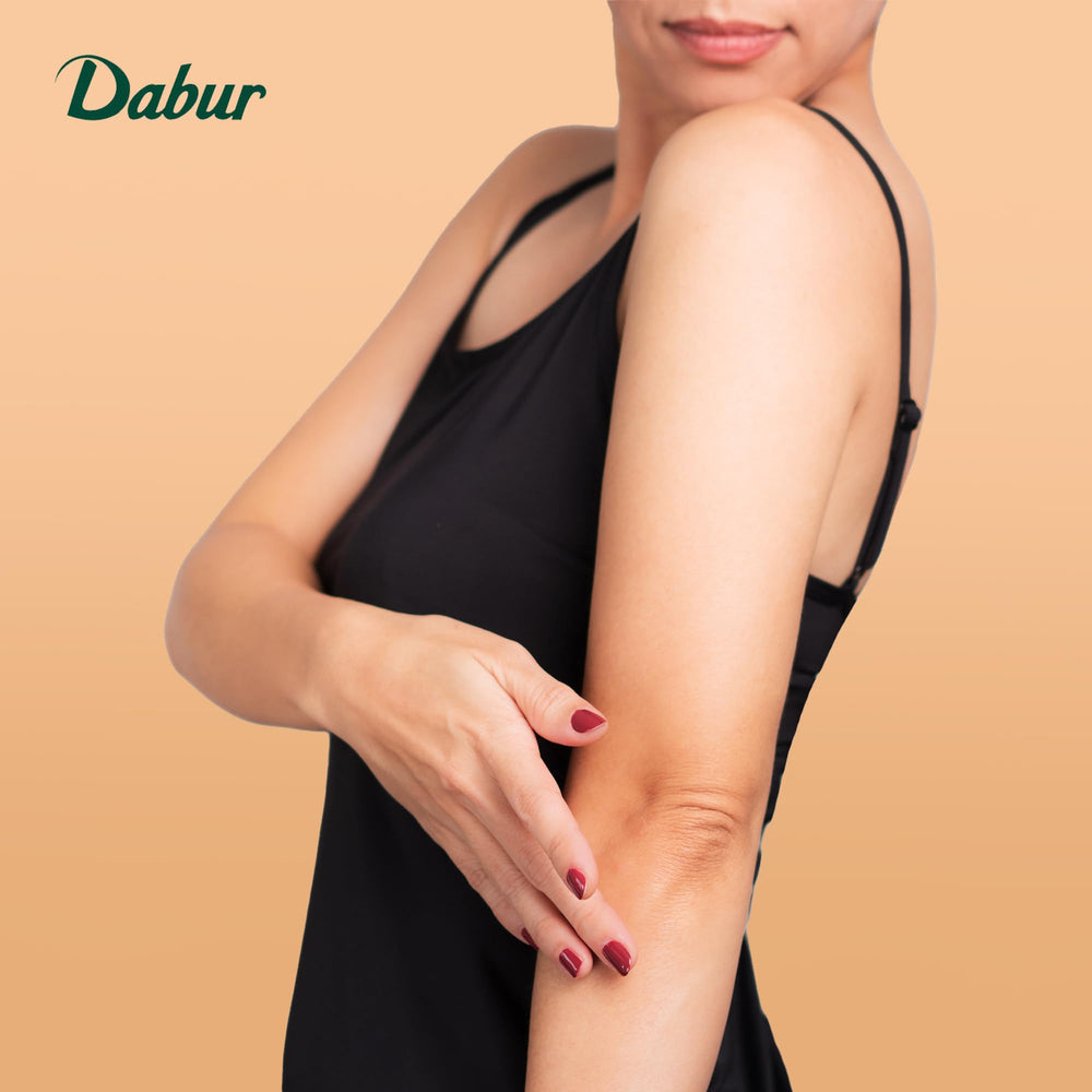 Dabur Herbolene on bathroom shelf lifestyle shot showing everyday care benefit