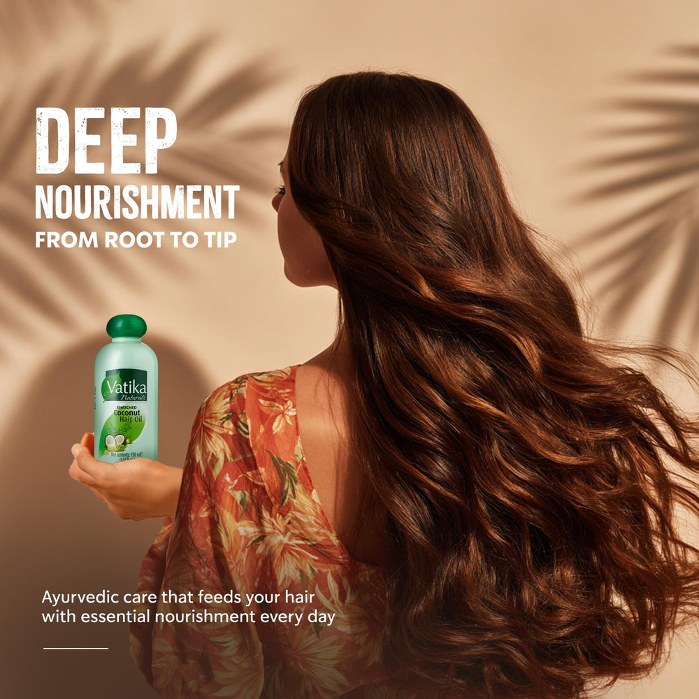 Dabur Vatika being massaged into scalp demonstrating nourishment benefit