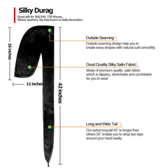 DACKRITO long 42-inch tail laid flat illustrating extra wrap length