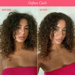 DAE blowout before and after showing glossy, frizz-reduced finish benefit