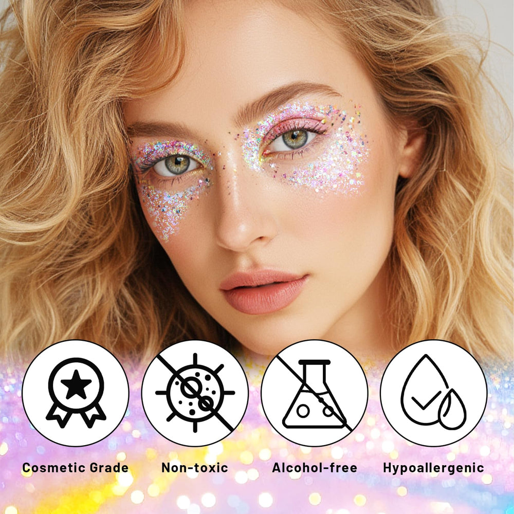 DAGEDA application on cheek demonstrating quick sparkle for makeup accents