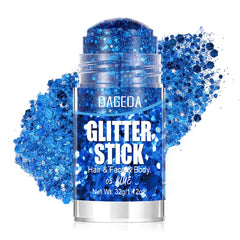 DAGEDA front packaging of blue glitter stick showing label and compact design benefit portability
