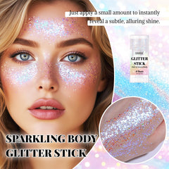DAGEDA close-up chunky glitter texture revealing holographic particles and star flakes