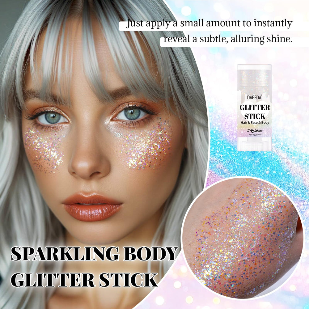 DAGEDA close-up texture of chunky holographic glitter gel showing sparkle payoff