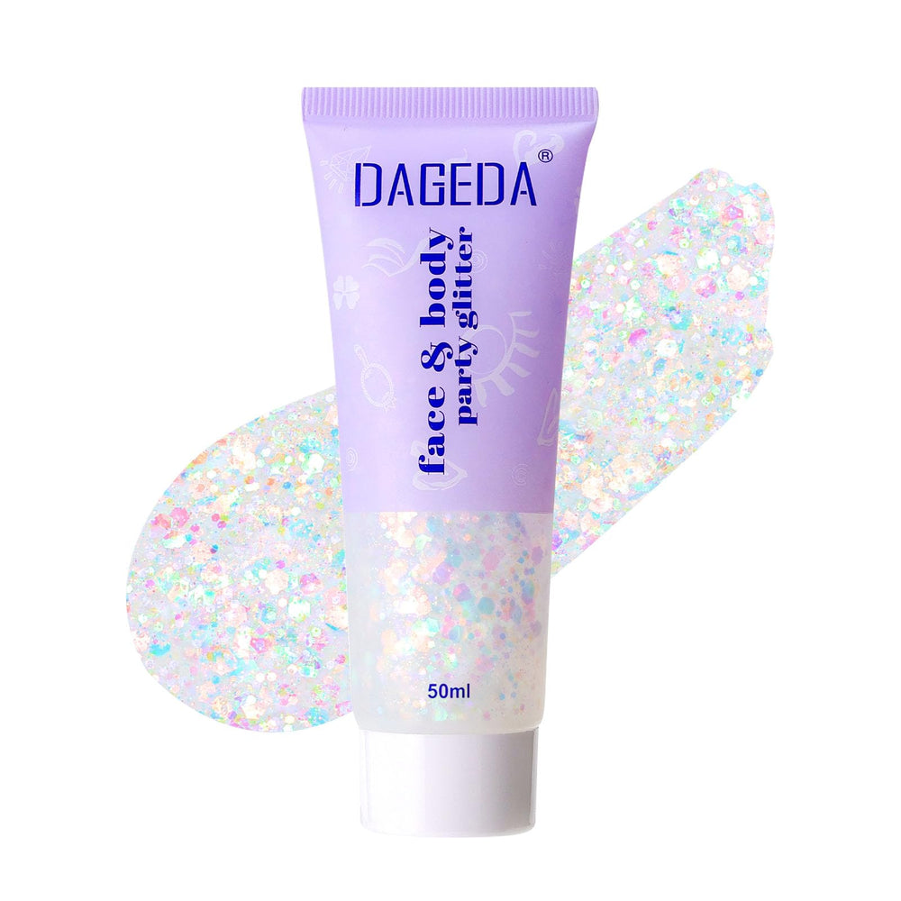 DAGEDA front packaging showing tube and holographic purple shimmer benefit visibility