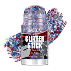 DAGEDA glitter stick front packaging showing patriotic colors and portability