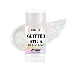 DAGEDA front packaging glitter stick showing color options and compact design for travel