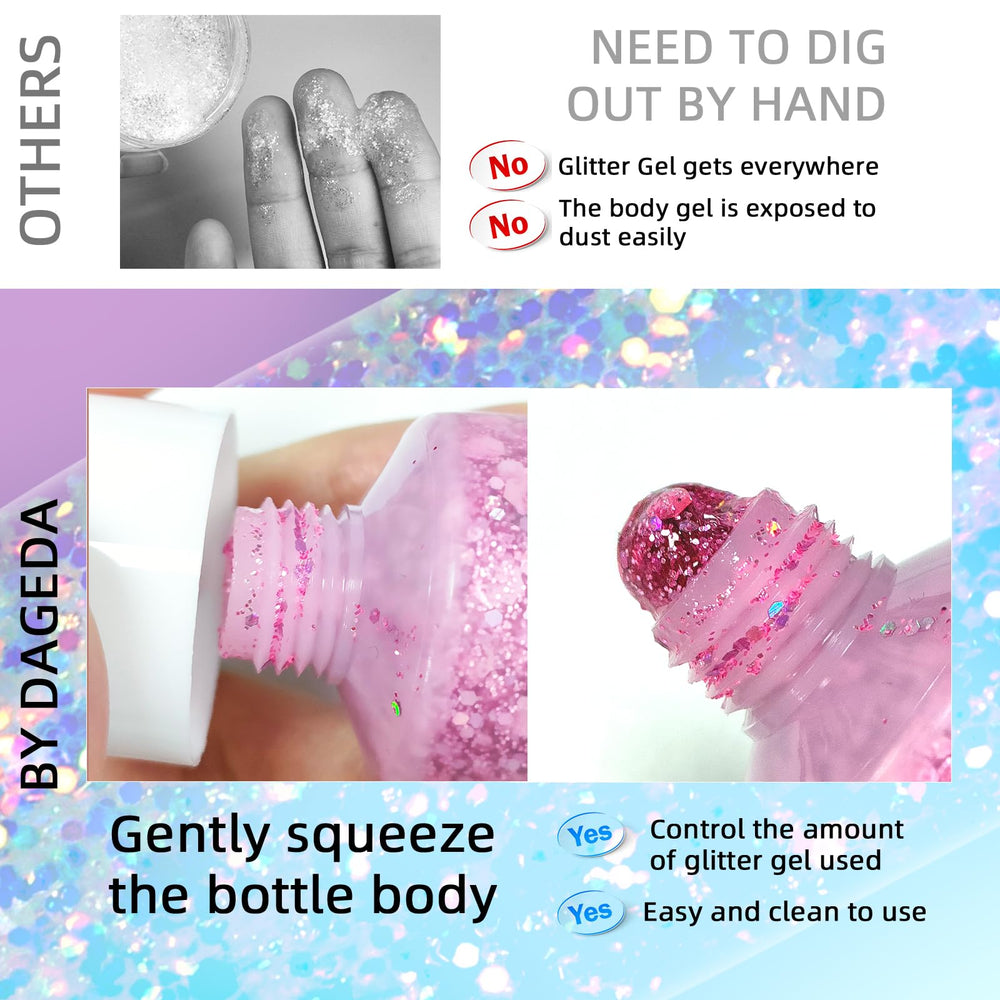 DAGEDA glitter gel used in nail art with sealed topcoat benefit: durable glitter nails