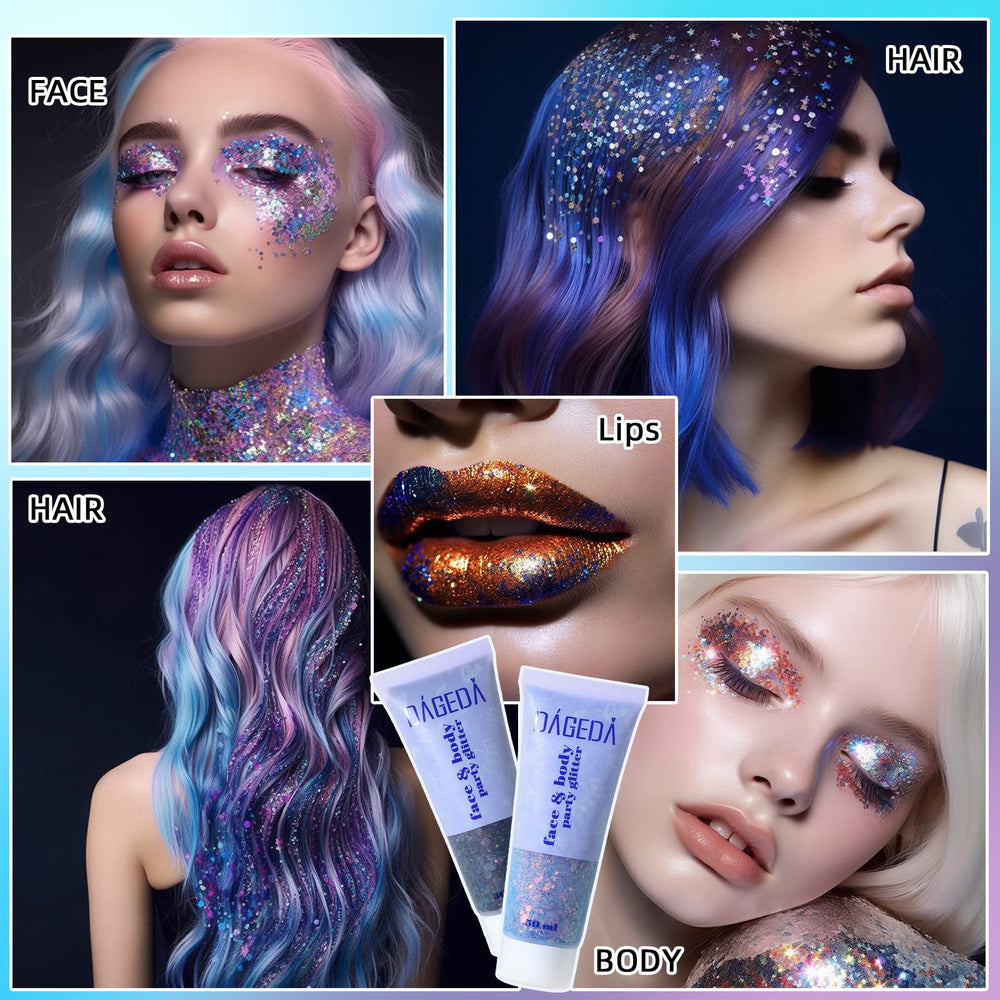 DAGEDA glitter used as nail topcoat gives nails holographic festival shine