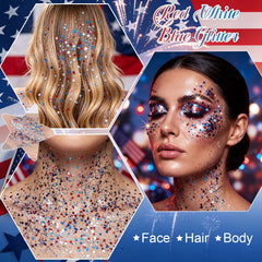 DAGEDA glitter used as hairline highlights adding patriotic sparkle