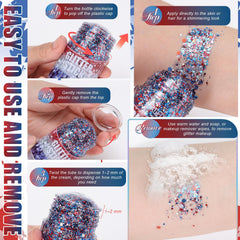 DAGEDA glitter stick in party scene enhancing Fourth of July outfit and style