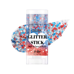 DAGEDA star-shaped glitter stick front packaging showing patriotic colors and convenience