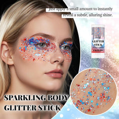 DAGEDA close-up of glitter stick texture highlighting chunky sparkle