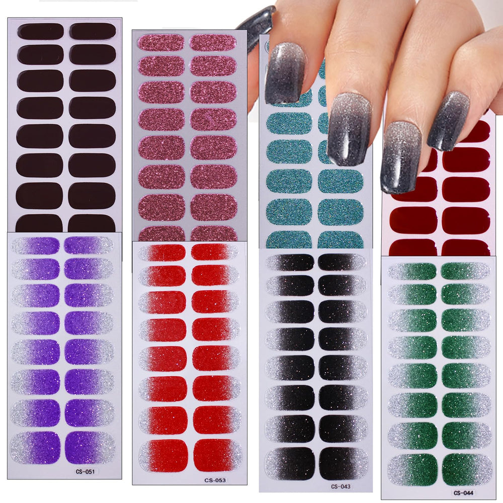 DAJIJIYOU front packaging showing 8-sheet nail wrap kit and color variety benefits quick styling